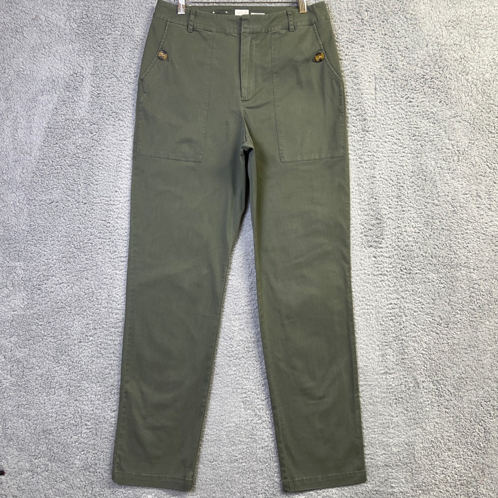 A New Day Pants Women 10 Olive Green High Rise Stretch Straight Utility Military